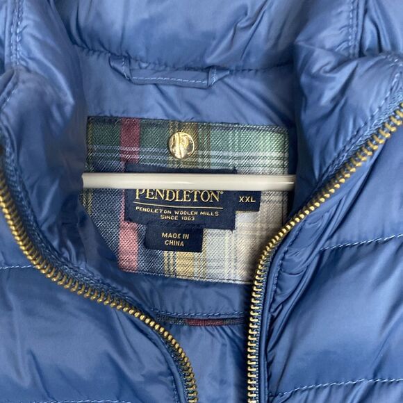 Pendleton Blue Puffer Duck Down Filled Full Zip Vest Size XXL - Picture 2 of 11